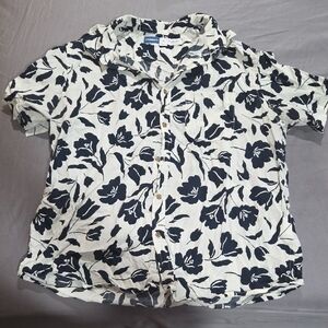 Old Navy Mens Navy and White Floral Button Down Shirt -match The Fam